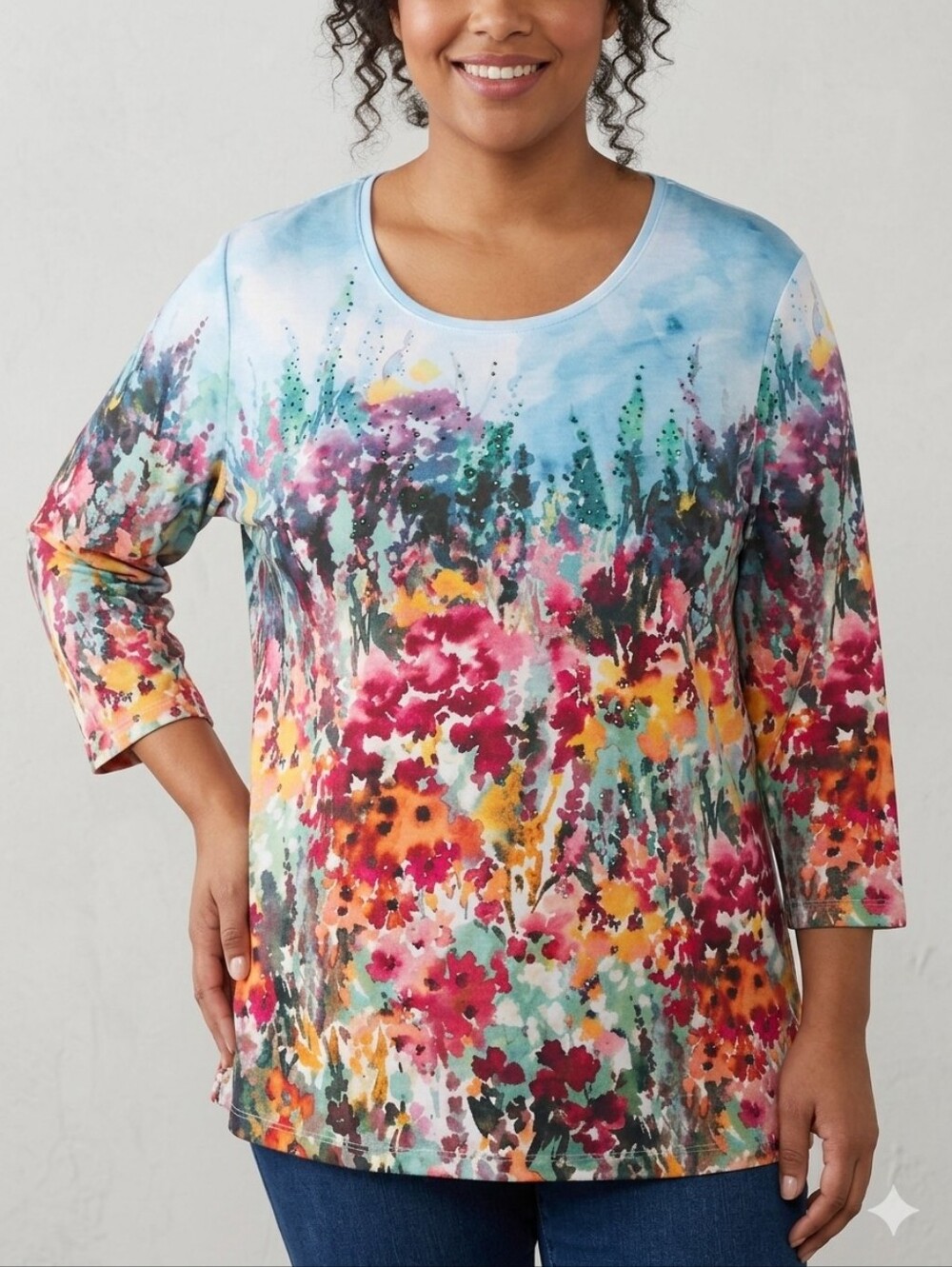 Allison Daley Floral Top 3/4 Sleeves 3X NWT